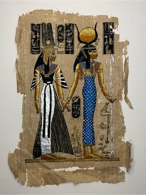 Egyptian Papyrus Art - Queen Nefertari & Goddess Isis